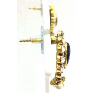 Gold Oxidized Women Earring Stud Jewelry PushBack Classy Gift-Rhinestones Bead 9